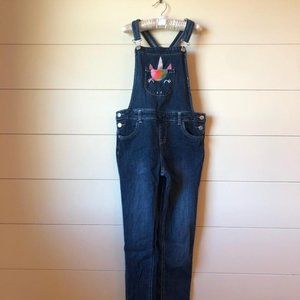 Cat & Jack Denim Unicorn Overalls Girls 10/12